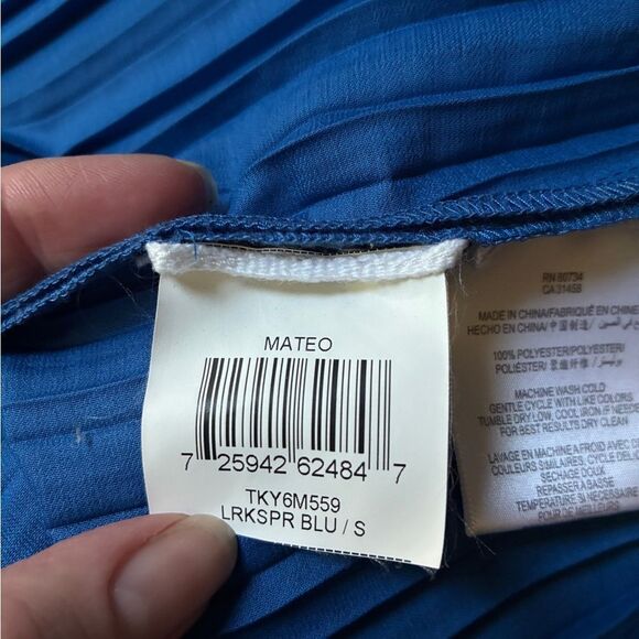 BCBGMaxAzria Mateo strapless pleated maxi dress satin glam royal blue s S EUC - Picture 14 of 16